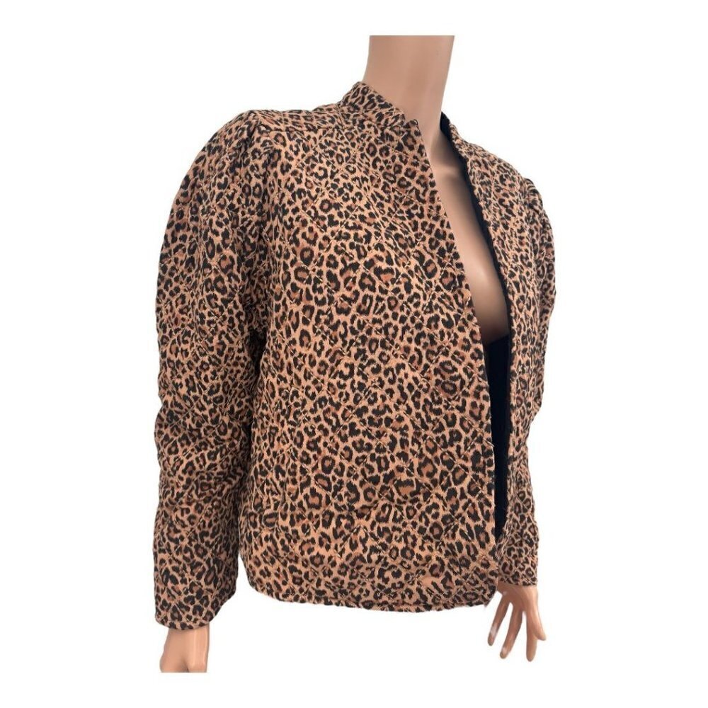 Something Navy Leopard Black Reversible Quilted J… - image 3